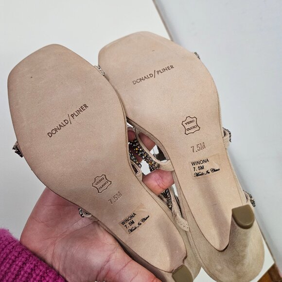 NEW Donald Pliner Winona Strappy Sandals 7.5 Crystals Stiletto Heels Nude - Picture 11 of 12
